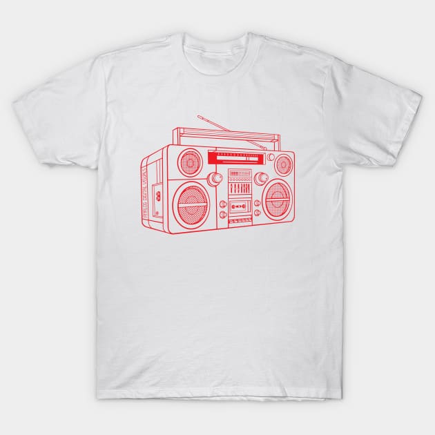 Turntable (Red Lines) Analog / Music T-Shirt by Analog Digital Visuals